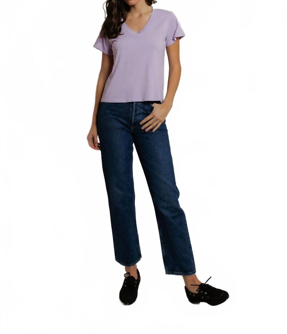 NEW PERFECTWHITETEE hendrix cotton boxy v-neck tee in ultraviolet